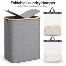 Naturepeak 150L Laundry Basket With Lid And Liner, Large Laundry Basket With Handles And Lid, Foldable Clothes Storage Organizer With Removable Inner Bag, For Clothes, Toys And Towels - 1 - View 2