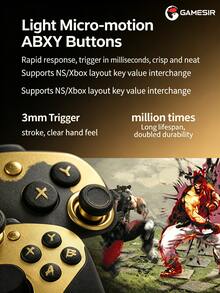 GAMESIR G7 Pro 8K Wireless Gaming Controller, Supports PC / Switch / IOS / Android, 8000Hz Polling Rate, 2nd Gen TMR Hall Effect Joysticks, Dual Trigger Stops, 4 Back Buttons, Macro Function - View 6