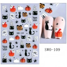 Atmospheric Halloween Nail Stickers! Includes Ghost, Pumpkin, Black Cat, Spider Web And More Fun Patterns, With Embossed 3D Effect, Easy And Secure Application. No Complex Hand Painting Needed, Effortlessly Create Exclusive Holiday Fingertip Looks, DIY Nail Art Made Easy, Instantly Boost Party Atmosphere - Multicolor - View 9