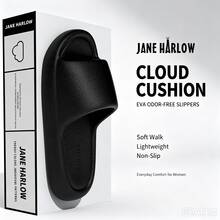 JANE HARLOW 女款雲朵拖鞋 EVA 枕頭式涼拖，軟底情侶拖鞋，輕量露趾室內鞋，適合室內、浴室淋浴，全天舒適，適用臥室、客廳、陽台日常穿著 - 黑色-居家 - 查看 17
