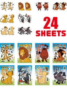 MASSDI 16pcs Savannah Animal Children Toy Stickers, Classroom Educational Interactive Toys, Character Expression Collage Pages, Halloween Party Supplies, Christmas Season Kids Birthday Gift Bag Fillers, DIY Craft Activity Decoration Set - Multicolor - View 8