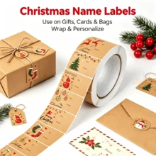 210PCS Christmas Gift Tags Stickers, 7 Designs Kraft Paper To From Gift Labels, Christmas Present Stickers For Gift Wrapping, Christmas Party Favors, Bags, Boxes And DIY Crafts - 210PCS - View 3