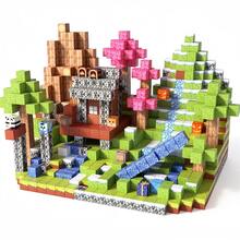 100PCS Colorful Valley Village Magnetic Building Blocks, DIY Stacking Cube Playset With Animals & Treasure Chest, STEM Educational Toy, Parent‑Child Interactive Gift For Boys Girls 3+ Years Old, Birthday Holiday Present - Multicolor - View 1