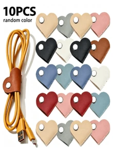 5/10/20pcs/Set Neutral Heart-Shaped Artificial Leather/20pcs Random Color Multicolor Earphone And Earphone Cable Storage Box/Battery-Free Cable Management Clip Cable Organizer Set - Set - View 8