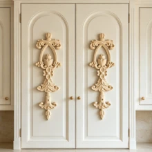 2pcs Solid Wood Carving Stickers, Woodworking Supplies, Home Decorations, Suitable For Cabinets, Doors And Windows, Furniture, Background Walls, Entrances, Offices And Other Decorations, Holiday Decorations, DIY Decorations. - Multicolor - View 5