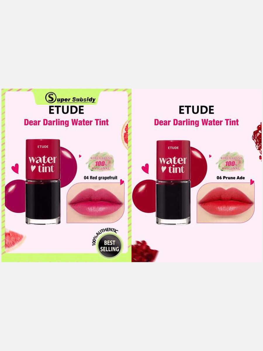 ETUDE Dear Darling Water Tint #04 Red Grapefruit + Dear Darling Water Tint 06 Plum Juice, 2pcs Set - #04 Red Grapefruit & 06 Prune Ade - View 1