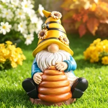 1pc European Garden Bee Festival Theme Resin Ornament Cartoon Bee Dwarf Decor Craft Gift Outdoor - A - View 5