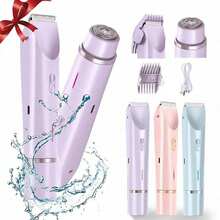 2-In-1 Electric Shaver/Body Hair Trimmer, USB Rechargeable, Wet & Dry Use, Stainless Steel Blades, Suitable For Legs, Bikini Line, Underarms, Autumn Home Decor, Back To School Essential, College Essential, Travel Essential, Holiday Essential, Beauty Tool - Multi-color - View 2
