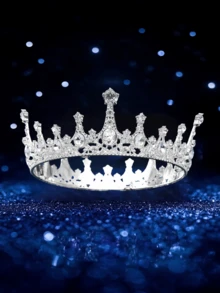 1pc Elegant Fashionable Round Shaped Decorative Crown, Unique Design For Wedding Party, Birthday Celebration - Gold - View 13