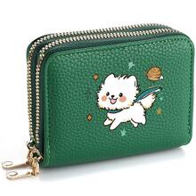 1PC Cute "Puppy" Floral Print Double Zipper Credit Card Holder - Compact Double Zipper Wallet With Animal Design - Large Capacity Cash, ID, Credit Card And Essentials Storage Coin Purse, Perfect Gift For Family And Friends - Multicolor - View 22