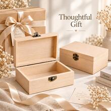 Naturepeak Natural Wooden Storage Box With Antique Metal Clasp, Multi-Functional Wooden Jewelry Storage Box, Suitable For Desktop Home Decoration Gift Packaging - Natural Color - View 2
