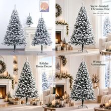 Floor Standing Christmas Tree With Snowflake Effect, Holiday Decor For Living Room, Lobby And Party - Green - View 11