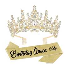 2PCS Birthday Queen Sash And Tiara Set, Rhinestone Crystal Crown With Combs, Birthday Party Event Accessories For Women - Multicolor - View 14
