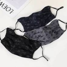 1pc Women's Rhinestone Decorated Floral Face Mask, Comfortable Soft Velvet Fabric Mask, Suitable For Daily Wear And Gatherings - Multicolor - View 6