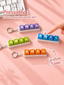 Customized English Name Keycap Keychain, Can Customize Your English Name, Multiple Colors Available, Laptop Bag/Backpack Pendant - Multicolor - View 1
