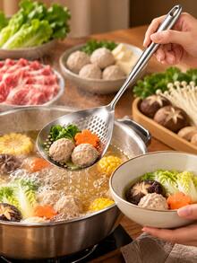 Stainless Steel Hollow Strainer Spoon, Long Handle Kitchen Soup Ladle, Suitable For Frying, Hot Pot, Dumplings, Vegetables And Draining Oil, Multi-Functional Cooking Utensil - Multicolor - View 4
