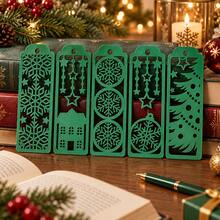 Bokmärke med julmotiv, fräsch söt konstnärlig kontorsartikel läshjälp med snöflinga och julgran - Multifärgad - Visa 4