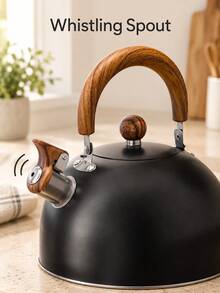 3L Stainless Steel Whistling Kettle, Suitable For Gas, Electric And Ceramic Stoves, Kitchen Accessories, Tea Set, Camping Kettle, Water Bottle, Home Decor, Christmas Gift, Black/White - Multicolor - View 5