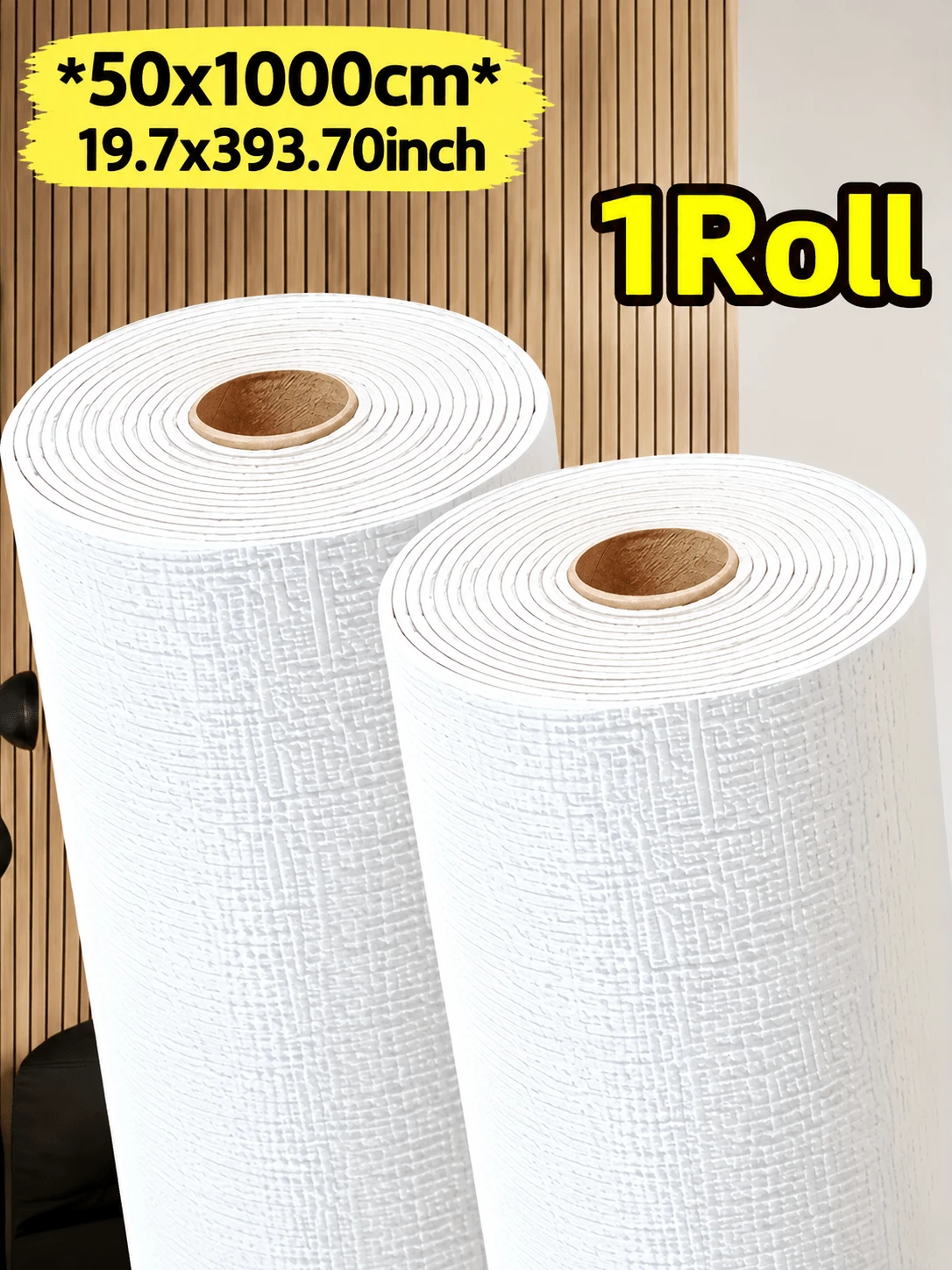 1 捲 50*1000cm 亞麻紋理牆貼，易撕 3D 亞麻紋理壁紙，可水洗自黏式，適用於臥室、客廳、地下室家居裝飾，臥室客廳自黏式撕貼壁紙