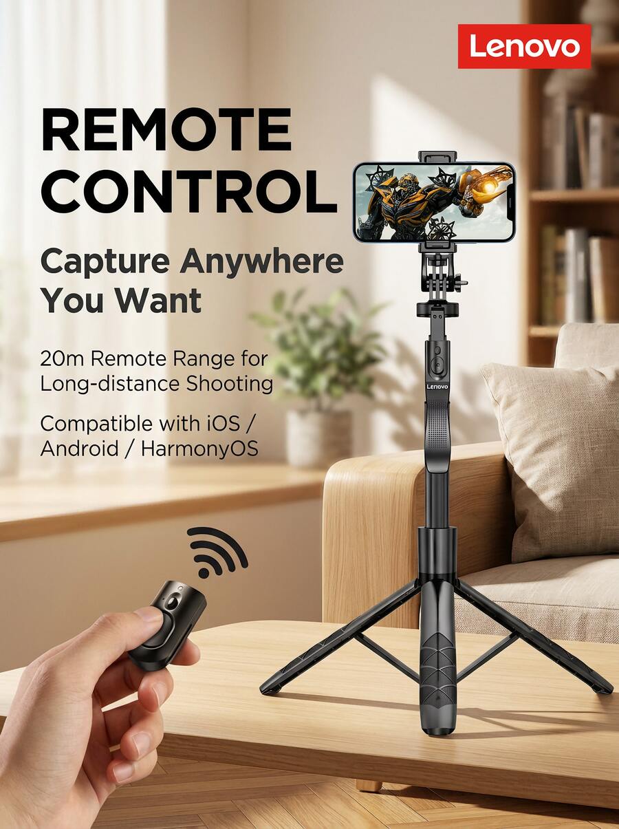 Lenovo H18L Premium Dual-Light Selfie Stick Phone Holder Telescopic Tripod (1.8m + Aluminum Alloy Rod + Stabilizing Handle + Dual Fill Lights)