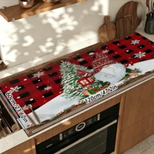 1pc Dish Drying Mat, Coffee Machine Mat, Christmas Reindeer Decor Dish Drying Mat, Red And Black Plaid Christmas Tree Pattern Kitchen Dish Drainer Mat, Suitable For Tabletop Protection, Christmas Kitchen Decor Atmosphere, Holiday Table Mat, Multi-Purpose Drying Mat, Home Gift, Tabletop Decoration - XYLSD-1133 - View 15
