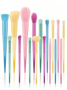 1/17Pcs Candy Color Gradient Makeup Brush Set, Soft Fluffy Powder Foundation Contour Eyeshadow Blending Brushes, Professional Cosmetic Beauty Tools - Multicolor - View 1