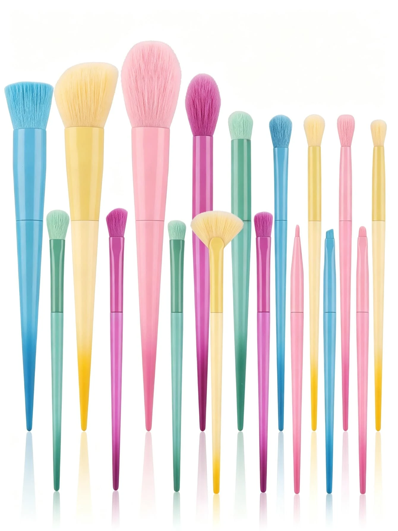 1/17Pcs Candy Color Gradient Makeup Brush Set, Soft Fluffy Powder Foundation Contour Eyeshadow Blending Brushes, Professional Cosmetic Beauty Tools - Multicolor - View 1