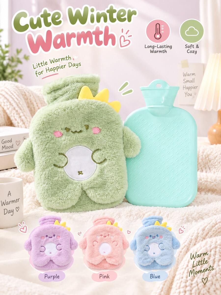 Water-Fillable Hot Water Bottle, PVC Material, Explosion-Proof And Anti-Scald, Cute Plush Design, Removable And Washable, Back To School Supplies - Hot Water Bottle - View 1