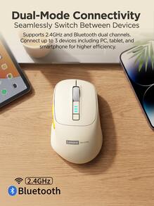 Lenovo Wireless Silent Mouse, Ergonomic Curved Grip, Stable Optical Sensor, Long Battery Life, Suitable For Home, Office, And Commuting - View 7