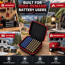 Large Capacity Battery Organizer Storage Case For 80AA & AAA Batteries, EVA Hard Shell Portable Battery Holder, Waterproof Shockproof Dustproof Carrying Case For Home, Garage & Travel - View 4