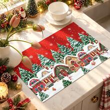 1pc Christmas Absorbent Mat, Christmas Town Pattern, Kitchen Countertop Absorbent Drying Mat, Coffee Machine Mat, Pour-Over Coffee Pot Mat, Dish Drying Mat, Non-Slip Heat-Resistant Kitchen Mat, Table Mat, Breakfast Mat, Washing Machine Mat, Home Kitchen Dining Table Coffee Shop Bar Decor Mat, Holiday Party Housewarming Gift, Christmas Holiday Gift! - Multicolor - View 3