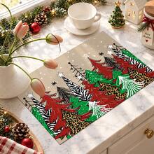 1pc Christmas Absorbent Mat, Christmas Tree Pattern, Kitchen Countertop Absorbent Drying Mat, Coffee Machine Mat, Pour Over Coffee Pot Mat, Dish Drainer Mat, Non-Slip Heat-Resistant Kitchen Mat, Dining Table Mat, Breakfast Mat, Washing Machine Mat, Home Kitchen Dining Table Coffee Shop Bar Decor Mat, Holiday Party Housewarming Gift - Multicolor - View 4