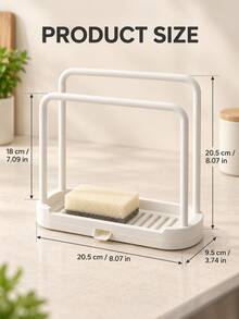 Kitchen Dish Cloth Rack And Double Bar Dish Drying Rack With Sponge Holder, Drip Tray And Brush Holder, Vertical Countertop Kitchen Storage Organizer, Can Hang Towels, Dry Sponges And Store Cleaning Tools, Home And Dorm Kitchen Essentials - Multicolor - View 10