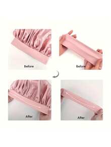 Shower Cap Camping Shower Cap Head Care Shower Cap, Satin Hair Cap With Adjustable Bow - Soft Hair Protection Cap, Suitable For Night Sleep, Bathing And Travel, Suitable For Curly Hair And Braids, Multiple Colors Available - A - View 3