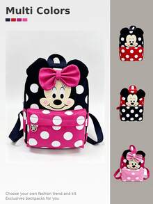 Disney Minnie Mouse Backpack, Colorful Cute 3D Cartoon Women's Mouse Ear Bow Polka Dot Design, Lightweight Canvas Mini Daily Backpack, Suitable For Teenagers And Adult Women, Casual Cartoon Backpack With Front Pocket And Metal Buckle, Suitable For School, Commute, Travel, Cute 3D Cartoon Pattern Mini Backpack, Multiple Designs Available - Multicolor - View 4