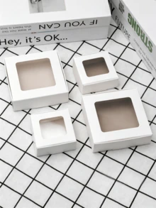 24/12pcs White Paper Boxes With Transparent Window, Gift Packaging Boxes, Suitable For Baking Cookies, Cakes, Candies, Wedding Party, Mother's Day Holiday Gift Packaging - White - View 8