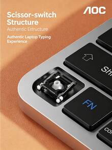 AOC Kombo Keyboard dan Mouse Bluetooth Nirkabel KM600: Keyboard dan mouse isi ulang mode ganda, mekanisme sakelar gunting senyap, desain tahan percikan air, kompatibel dengan laptop dan desktop, tersedia berbagai warna. - View 6