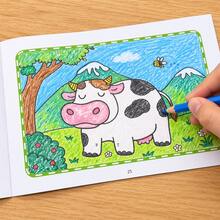 32-Page Children's Coloring Book, Fun Painting Activity Manual, Children's Reading And Writing Educational Toy, Cute Cartoon Animal Themed Coloring Pages, Preschool Children's Creative Drawing Book - Blue - View 5