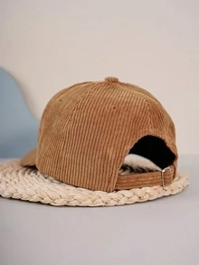 1件中性刺繡鴨子燈芯絨棒球帽，可調節休閒戶外帽 - 卡其色 - 查看 2