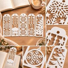 Bokmärke med julmotiv, fräsch söt konstnärlig kontorsartikel läshjälp med snöflinga och julgran - Multifärgad - Visa 3