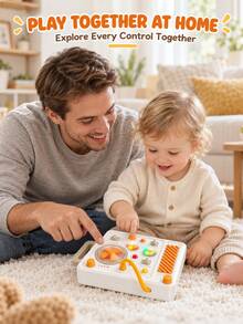 蒙特梭利忙碌板,適合1-3歲幼兒,電子燈光活動板,附按鈕開關、風扇旋轉旋鈕、燈光與聲音電源條,飛機汽車旅行玩具,教育學習玩具,男孩女孩禮物,蒙特梭利玩具,遊戲玩具 - 彩色 - 查看 10