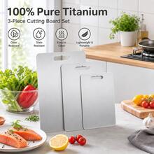 3pcs Pure Titanium Cutting Boards, Double-Sided Use - Cutting Board Set, Kitchen Accessories, Antibacterial Kitchen Cutting Boards, Suitable For Meat, Fruit And Vegetables, Non-Slip And Easy To Clean, 2026 Christmas Gift - View 1