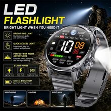 Men's Heavy-Resistant Outdoor Smart Watch, 1400mAh Large Battery, LED Flashlight And Compass 1.7 Inch Large Screen, Wireless HD Call, 120+ Sports Mode, IP68 Waterproof, Compatible With IPhone And Android System - View 5