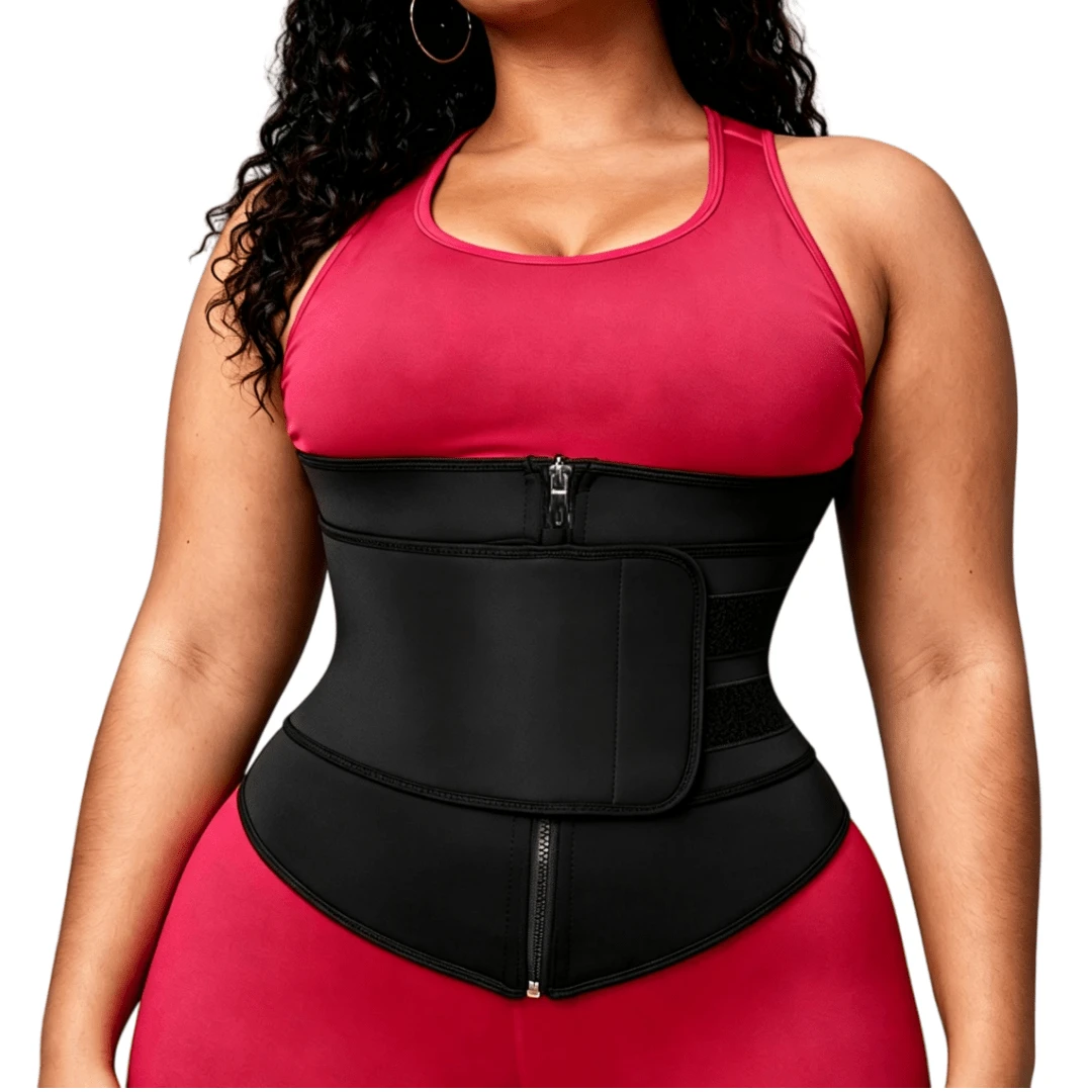 Women's Neoprene Waist Trainer With Zipper And Adjustable Straps, Double Compression Sweat Waist Cincher, Fitness Abdominal Binder For Gym And Workout - B - View 1