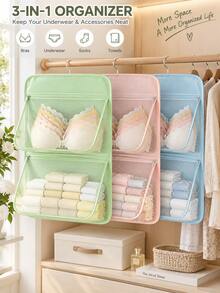 Multi-Layer Hanging Underwear Storage Bag, Wall-Mounted Closet Organizer, Foldable Large Capacity Storage Bag, Home Essential, Breathable Hanging Design, Suitable For Storing Underwear, Socks, Toys, Toiletries And Miscellaneous Items, Applicable For Closet, Bathroom - Multicolor - View 9