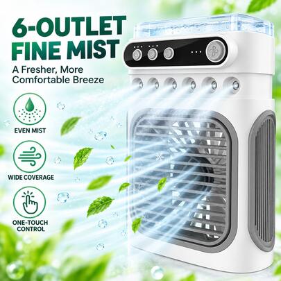 Ventilador portátil, ventilador refrigerante, ventilador con pulverización, con 7 efectos de iluminación, difusor de aromaterapia, carga USB-C, mini aire, gran idea de regalo, soluciona el sudor excesivo