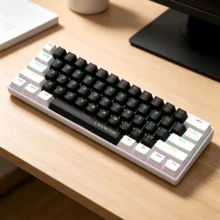 CHANGXIE G61 遊戲機械鍵盤，USB 有線鍵盤，61 鍵 RGB 背光，迷你緊湊便攜式，適用辦公電腦，青軸，兼容 Windows 平板電腦、筆記本電腦、遊戲 - 61黑色 - 查看 3