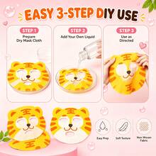 4 lembar masker DIY motif harimau lucu, bantalan masker kering non-woven polos, dapat disesuaikan untuk semua jenis kulit, lembaran masker kering motif harimau yang dikompresi, gunakan dengan essence untuk efek perawatan kulit bertema harimau instan di rumah, tidak menyebabkan iritasi dan bebas pewangi. - MultiWarna - View 4