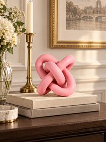 Modern Infinity Knot Decor, Pink Abstract Small Statue, Contemporary Sculptural Home Decoration For Shelf, Mantel, Coffee Table, Bedroom, Office & Housewarming Gift - Selected Items - View 8