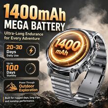 Men's Heavy-Resistant Outdoor Smart Watch, 1400mAh Large Battery, LED Flashlight And Compass 1.7 Inch Large Screen, Wireless HD Call, 120+ Sports Mode, IP68 Waterproof, Compatible With IPhone And Android System - View 6